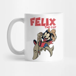 Felix The Cat - Cowboy Riding Shark Mug